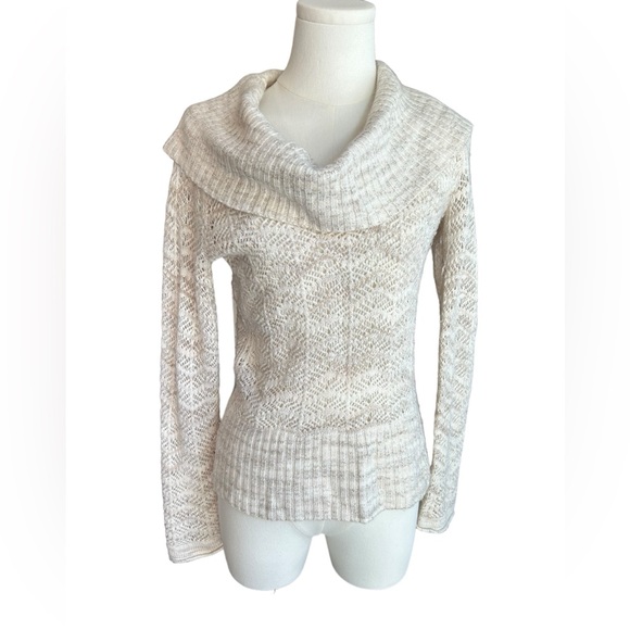 WHBM Oversized Cowl-neck Light Weight Knit Sweater Cream Size Medium - Picture 2 of 7